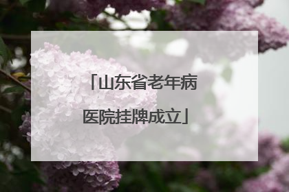 山东省老年病医院挂牌成立